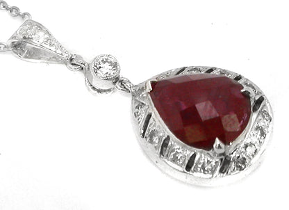 1.50ct Pear Ruby Diamond Pendant