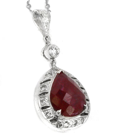 1.50ct Pear Ruby Diamond Pendant