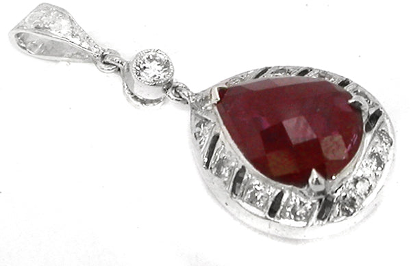 1.50ct Pear Ruby Diamond Pendant
