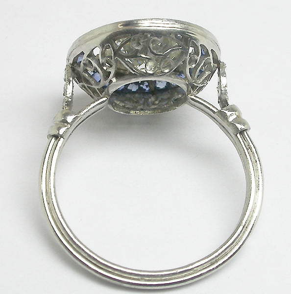 1.52ct Diamond Art Deco Style Platinum Sapphire Ring