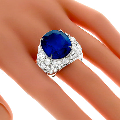 15.34ct Sapphire 6.00ct Diamond Cocktail   Ring