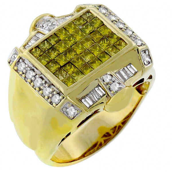 1.60ct  Fancy Yellow Diamond  0.50ct White Diamond  Gold Ring
