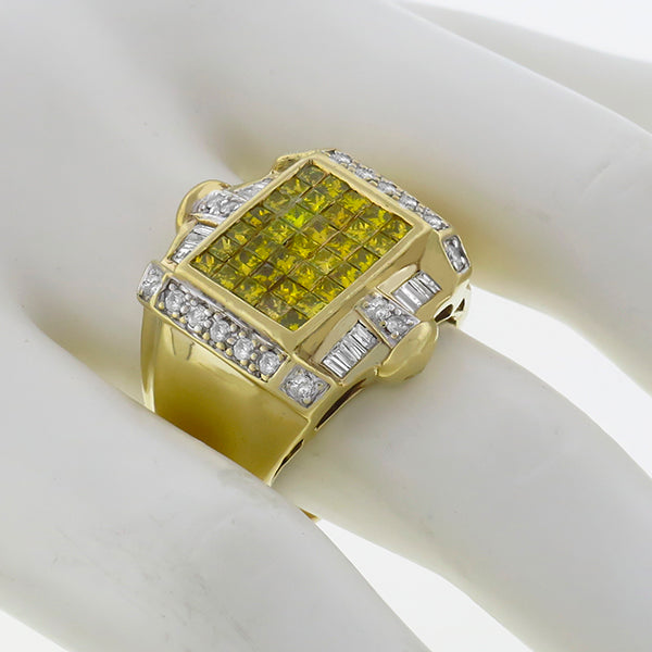 1.60ct  Fancy Yellow Diamond  0.50ct White Diamond  Gold Ring