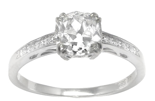 1.60ct Old Mine  Diamond 14k White Gold Engagement Ring