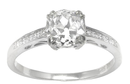 1.60ct Old Mine  Diamond 14k White Gold Engagement Ring