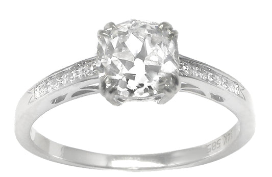 1.60ct Old Mine  Diamond 14k White Gold Engagement Ring