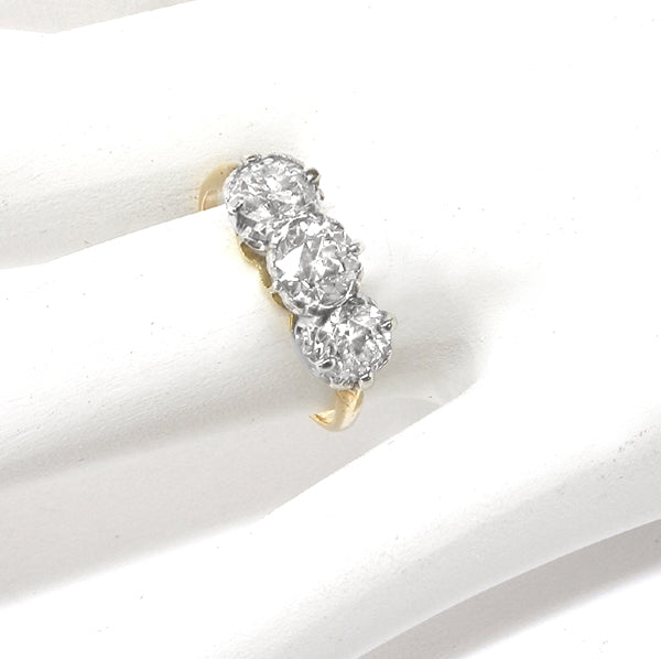 1.60ct Victorian 14k Yellow & White  Gold 3 Stone Ring