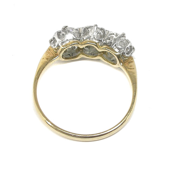 1.60ct Victorian 14k Yellow & White  Gold 3 Stone Ring