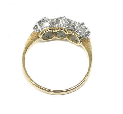 1.60ct Victorian 14k Yellow & White  Gold 3 Stone Ring