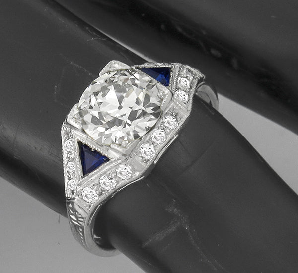1.62ct Diamond Sapphire Platinum Engagement Ring