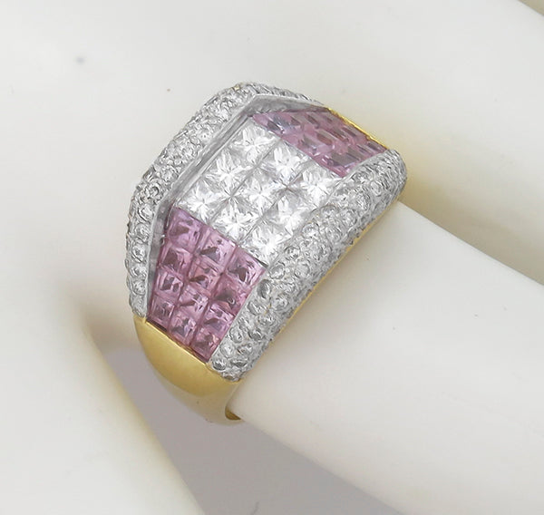1.65ct Diamond 1.10ct Pink Sapphire 18k Gold Ring