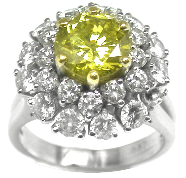 1.66ct Yellow Color Enhanced Diamond 14k Gold  Ring