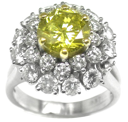 1.66ct Yellow Color Enhanced Diamond 14k Gold  Ring