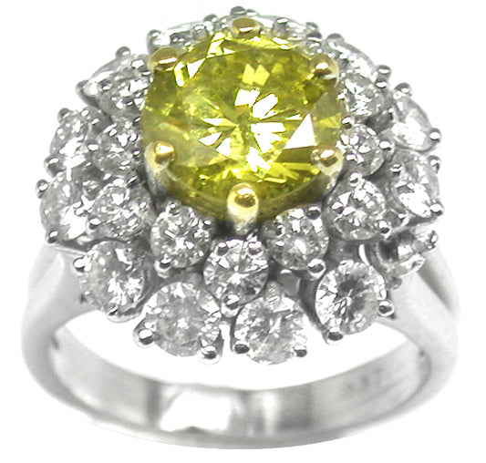 1.66ct Yellow Color Enhanced Diamond 14k Gold  Ring