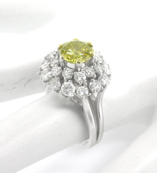 1.66ct Yellow Color Enhanced Diamond 14k Gold  Ring