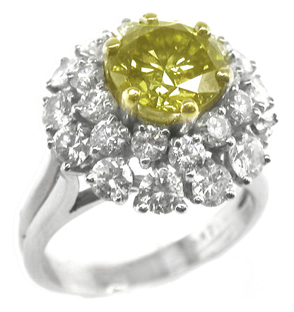 1.66ct Yellow Color Enhanced Diamond 14k Gold  Ring