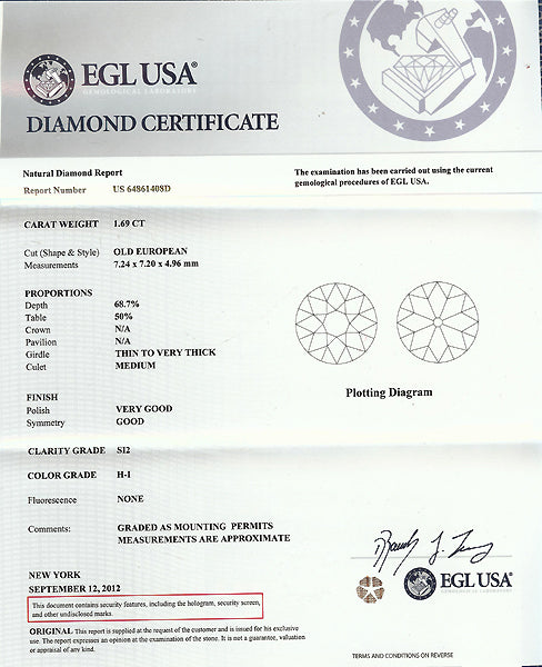 1.69ct Diamond Platinum Engagement Ring