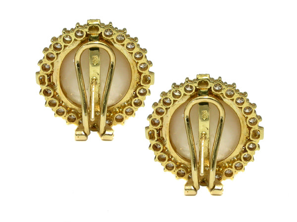 1.70ct Diamond Mabe Pearl Vintage Earrings