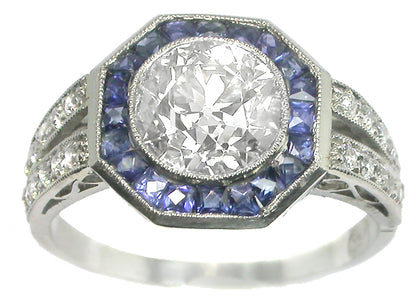 1.71ct Art Deco Style Platinum Engagement Ring