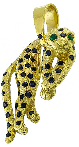 1.75ct Black Diamond Emerald Panther Pendant