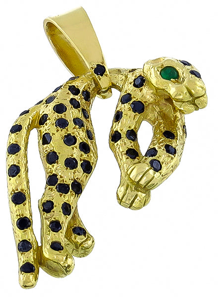 1.75ct Black Diamond Emerald Panther Pendant