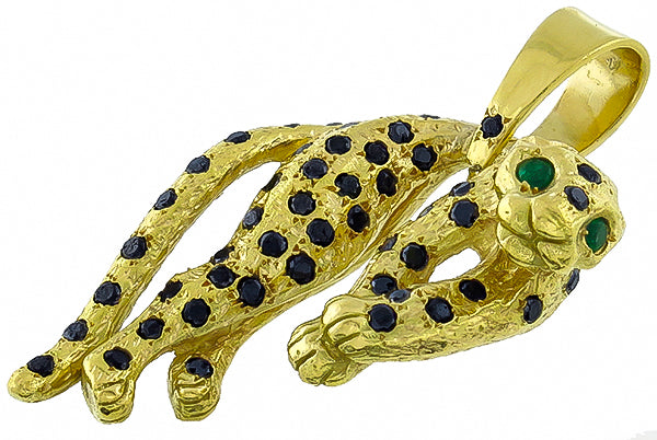 1.75ct Black Diamond Emerald Panther Pendant