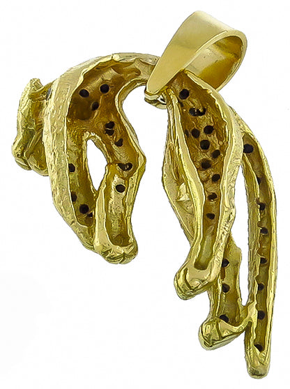 1.75ct Black Diamond Emerald Panther Pendant