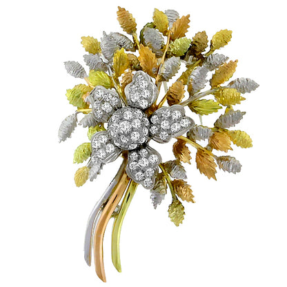 1.75ct Diamond Gold Flower Pin
