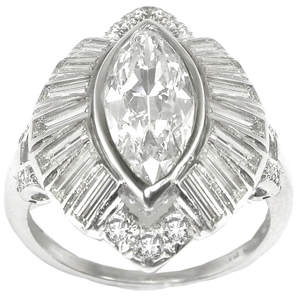 1.75ct Marquise Diamond  Platinum Ring