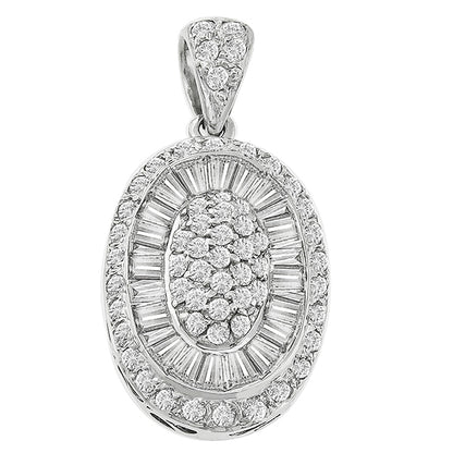 1.75ct Round & Baguette Cut Diamond 18k White Gold Pendant