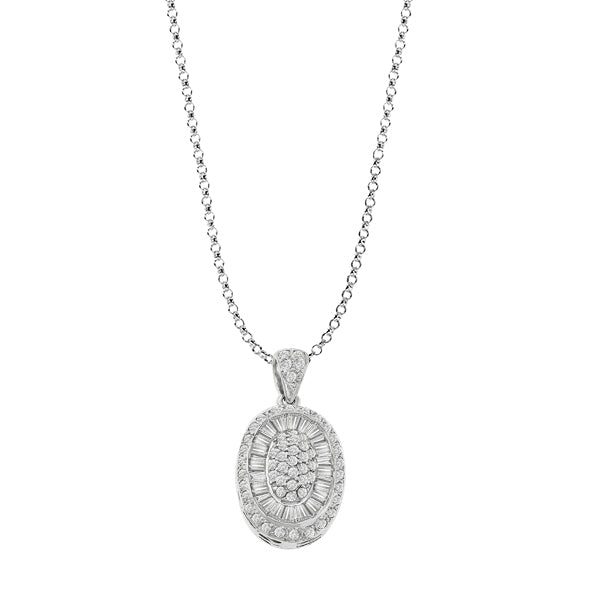 1.75ct Round & Baguette Cut Diamond 18k White Gold Pendant