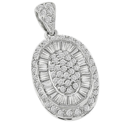 1.75ct Round & Baguette Cut Diamond 18k White Gold Pendant