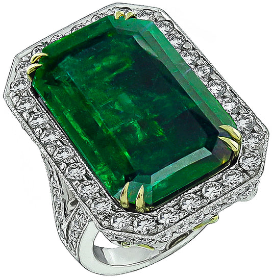 17.75ct Emerald 2.50ct Diamond Ring