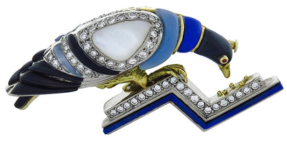 1.80ct Diamond Chalcedony Mother of Pearl Onyx Lapis Pin