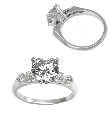 1.84ct Old European  DiamondPlatinum Enegagement Ring
