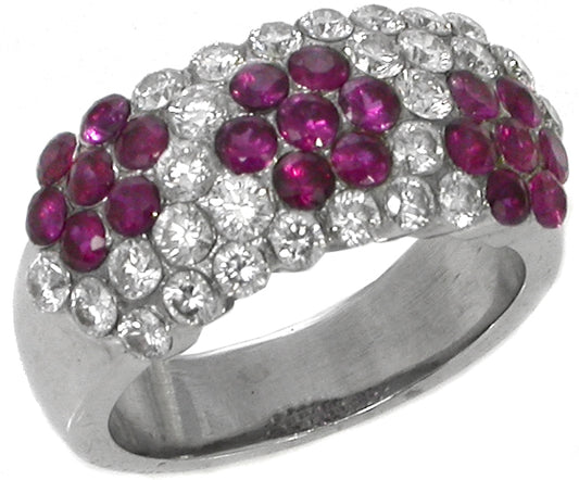 18k White Gold 1.50ct Ruby 1.50ct Diamond Ring