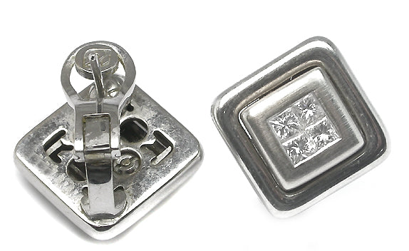 18k White Gold 1ct Princess Cut Diamond  Earrings