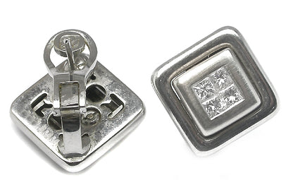 18k White Gold 1ct Princess Cut Diamond  Earrings