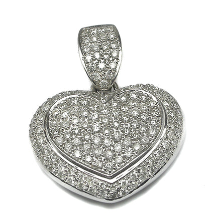 18k White Gold 2.40ct  Diamond Heart Pendant
