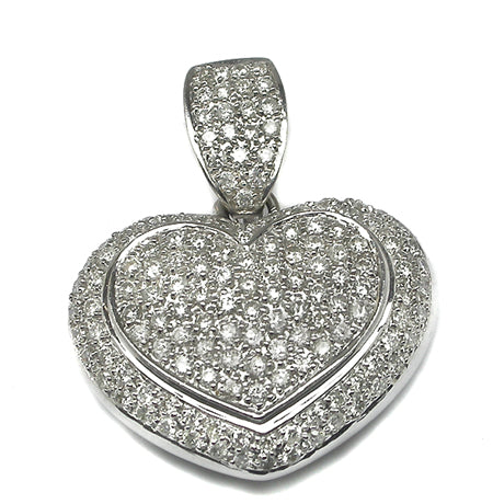 18k White Gold 2.40ct  Diamond Heart Pendant