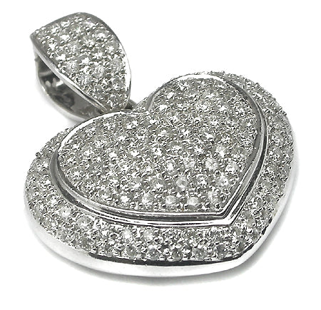 18k White Gold 2.40ct  Diamond Heart Pendant