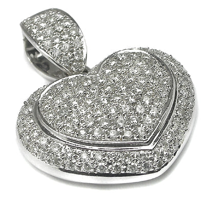 18k White Gold 2.40ct  Diamond Heart Pendant