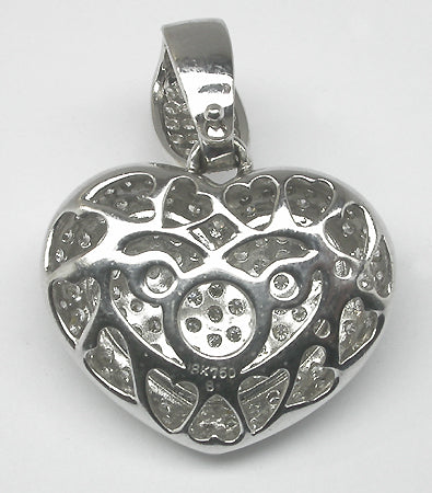 18k White Gold 2.40ct  Diamond Heart Pendant