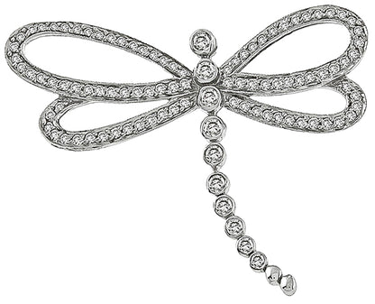 18k White Gold Diamond Dragonfly Pin