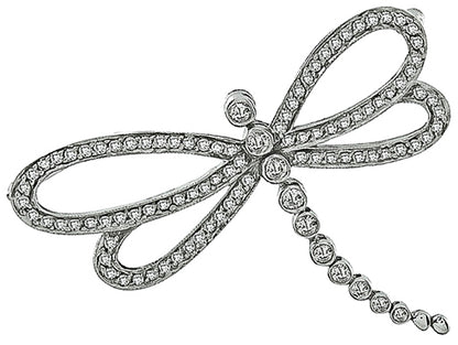 18k White Gold Diamond Dragonfly Pin