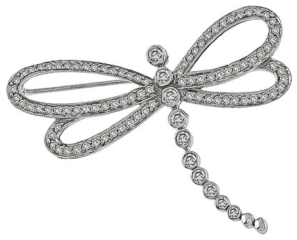 18k White Gold Diamond Dragonfly Pin