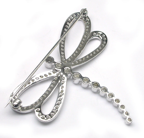18k White Gold Diamond Dragonfly Pin