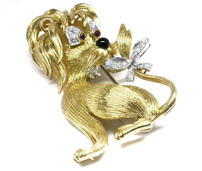 18k Yellow Gold  Diamond Lion Pin