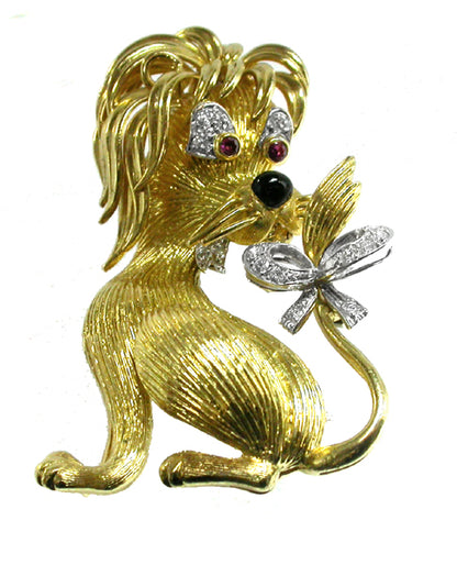 18k Yellow Gold  Diamond Lion Pin