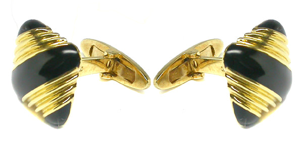 18k Yellow Gold Onyx Cufflinks